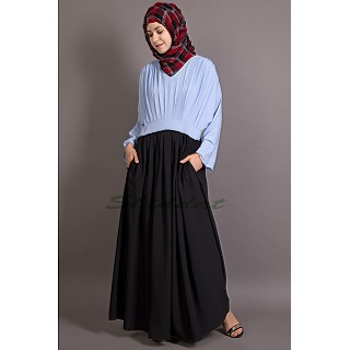 Dual colored abaya- Pleated maxi dress